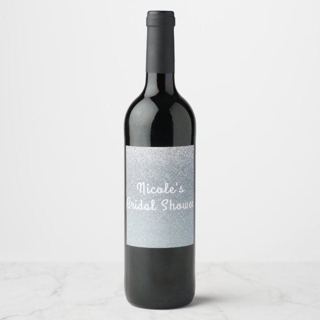Étiquettes de vin pour soirée glitter argent glamo (Devant)