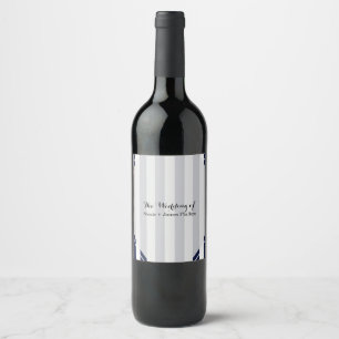 Étiquettes de vin rayées modernes bleues et blanch