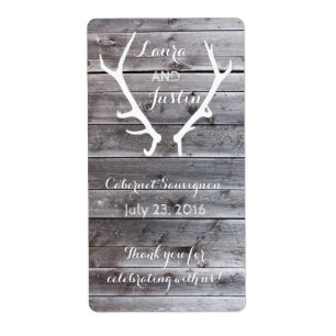 Étiquettes de vin - Rustic Deer Antler Barnwood