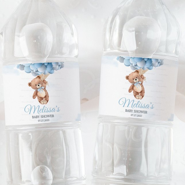 Étiquettes d'eau Baby shower de l'ours en peluche (All products in this store are copyright SpaceBeeFunParty © All SpaceBeeFunParty products are for PE)