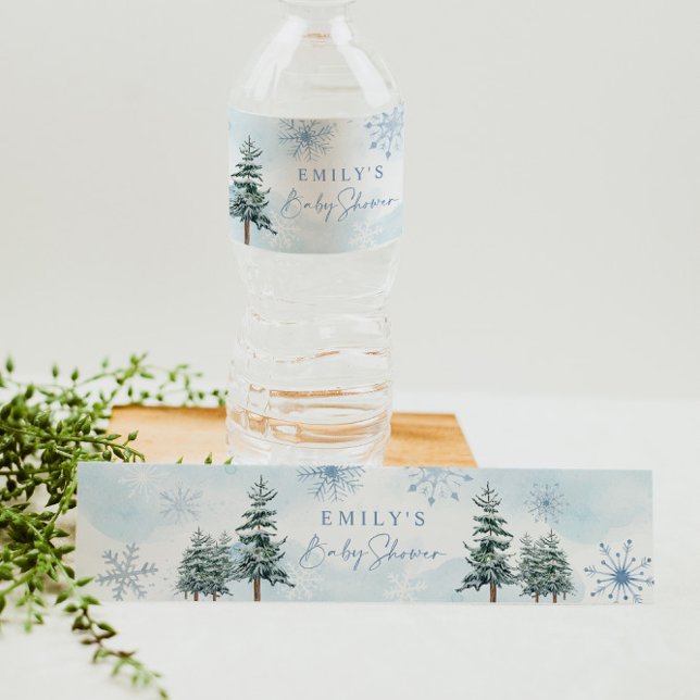 Étiquettes d'eau d'hiver bleu pour Baby shower (Créateur téléchargé)