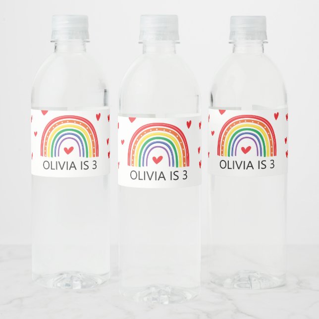 Étiquettes d'eau pour fête d'anniversaire arc-en-c (Bouteilles)