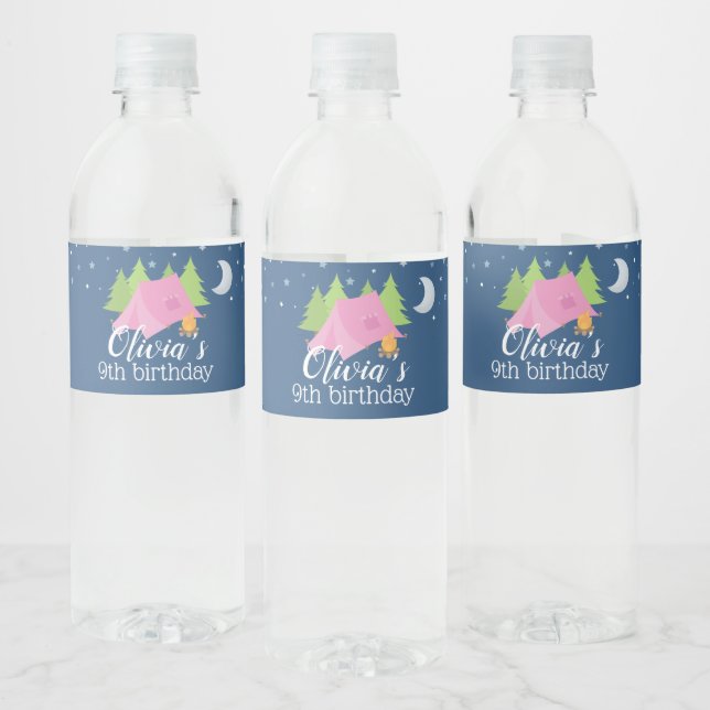 Étiquettes d'eau pour fête d'anniversaire de campi (Bouteilles)