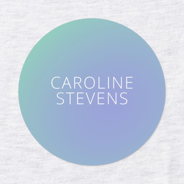 Étiquettes Dégradé bleu vert rétro | Nom personnalisé (Design 1)