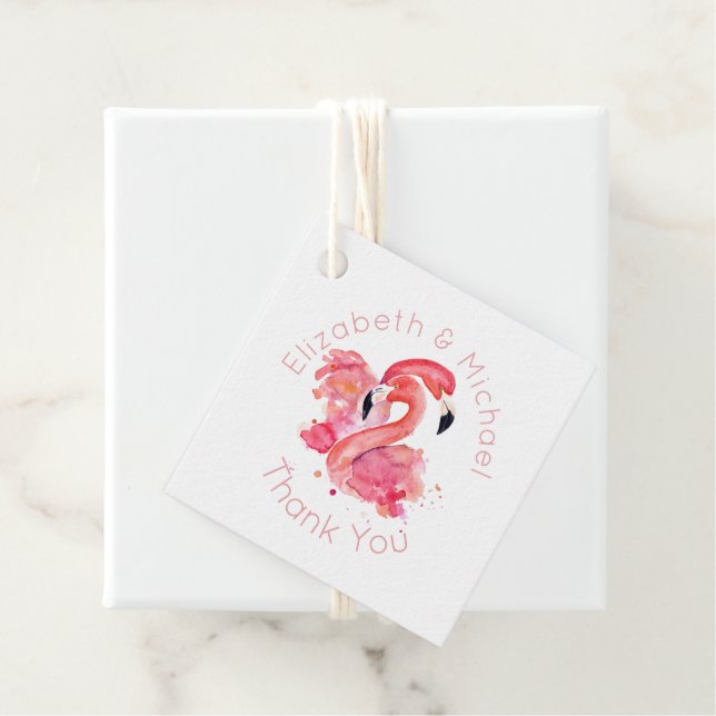 Étiquettes d'emballage de faveur de flamant tropic (En situation)