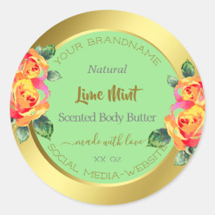 Étiquettes d'emballage de produits Floral Gold Lig