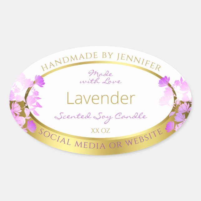 Étiquettes d'emballage de produits floraux blanc o (Devant)