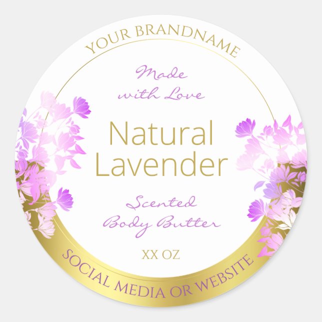 Étiquettes d'emballage de produits floraux blanc o (Devant)