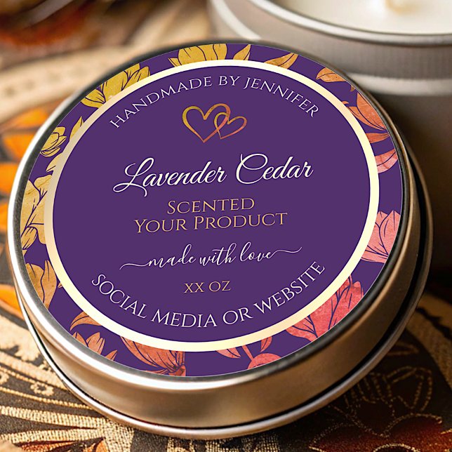 Étiquettes d'emballage de produits floraux pourpre (Créateur téléchargé)