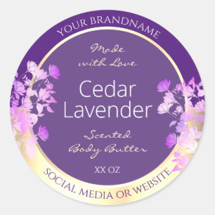 Étiquettes d'emballage de produits floraux violets