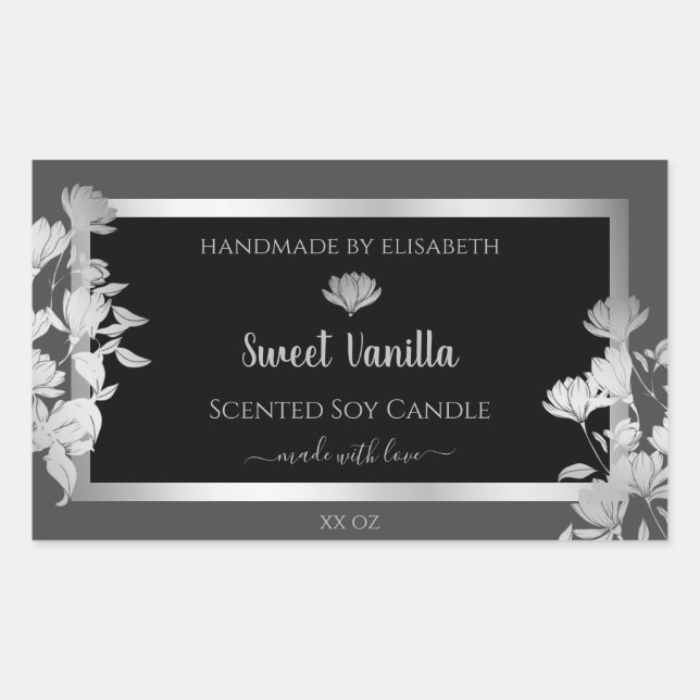 Étiquettes d'emballage de produits gris noir Cadre (Devant)