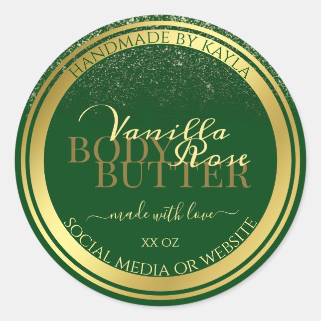 Étiquettes d'emballage de produits nobles Vert fon (Devant)