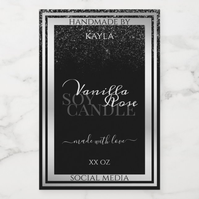 Étiquettes d'emballage de produits noires et argen (Étiquettes simples)