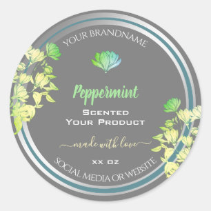 Étiquettes d'emballage en gris floral Effet Argent