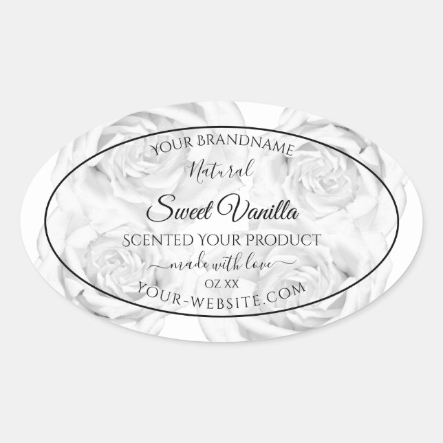 Étiquettes d'emballage Floral noir et blanc (Devant)