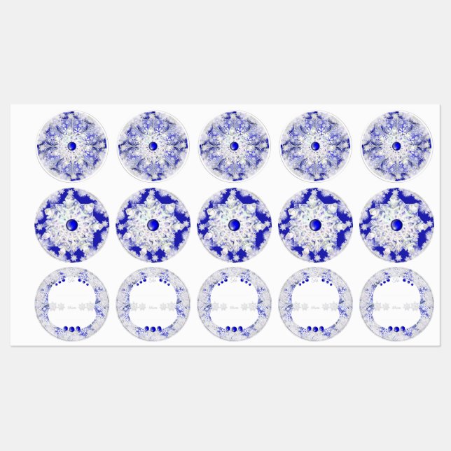 Étiquettes Dentelle en céramique Bleu de Grèce & flocon de ne (Feuille)