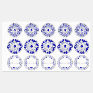 Étiquettes Dentelle en céramique Bleu de Grèce & flocons de n