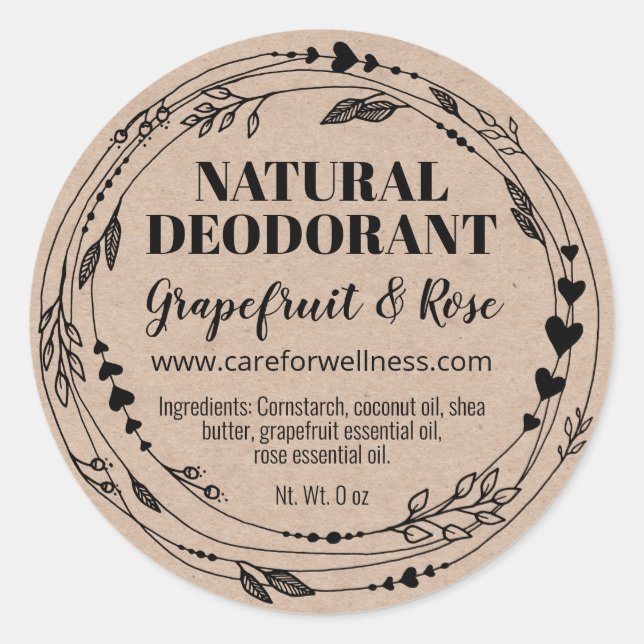 Étiquettes déodorants naturels faits maison (Devant)