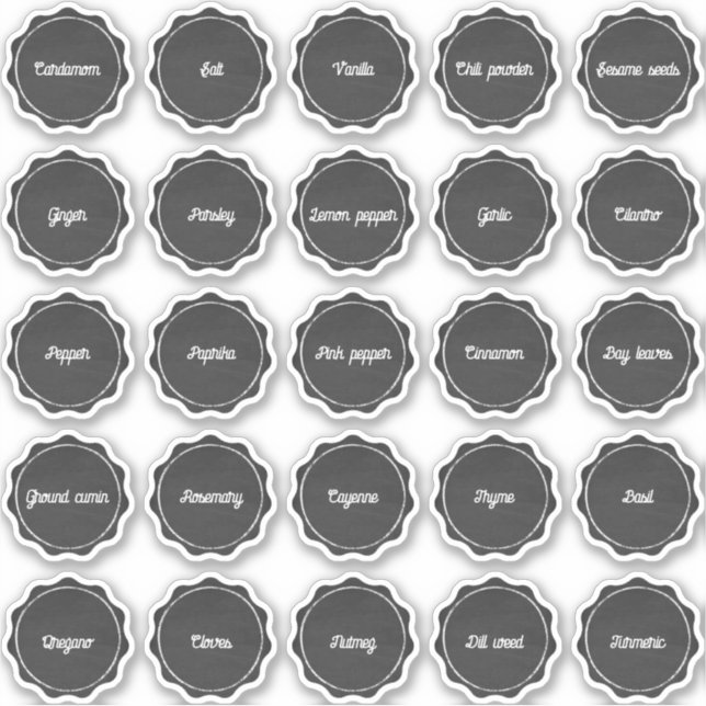 Étiquettes d'épices de tableau de bord (Devant)