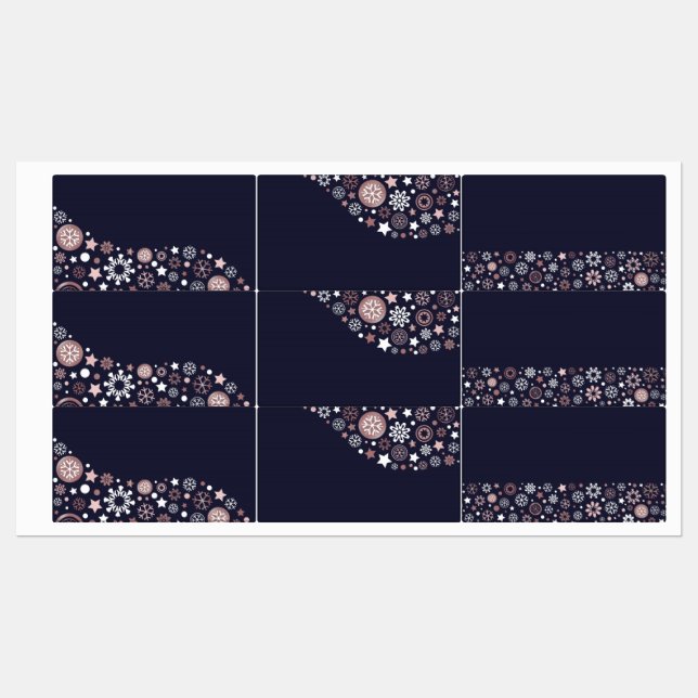 Étiquettes Design d'hiver bleu et rose (Feuille)