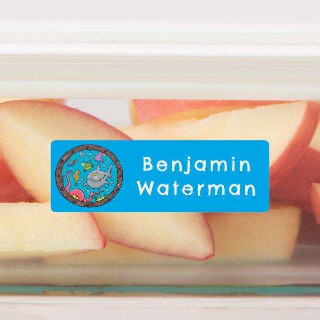 Étiquettes Dessin animé de créatures marines drôles personnal (Apposé)