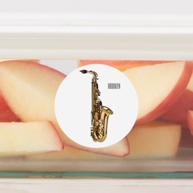 Étiquettes dessin animé saxophone (Apposé)