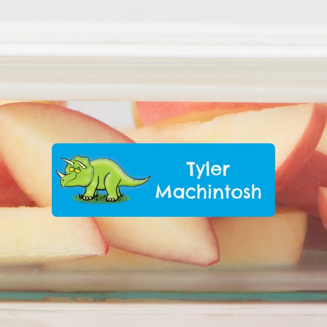 Étiquettes Dessin de dinosaure triceratops vert personnalisé (Apposé)