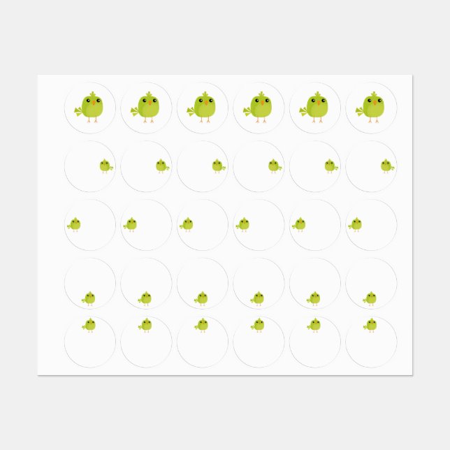 Étiquettes Dessin d'oiseau vert (Feuille)