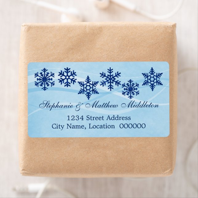 Étiquettes d'expédition de mariage Flocons de neig (En situation)