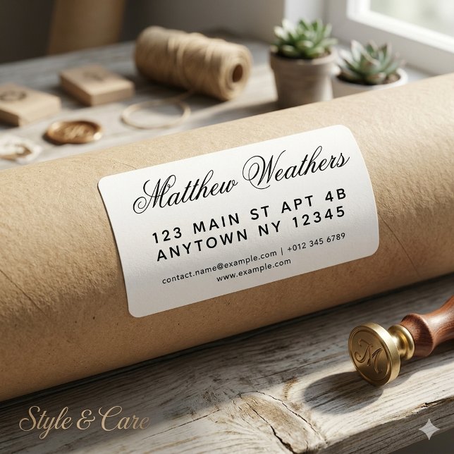 Étiquettes d'expédition de style script personnali (Stylish Script Shipping Labels Custom Design)