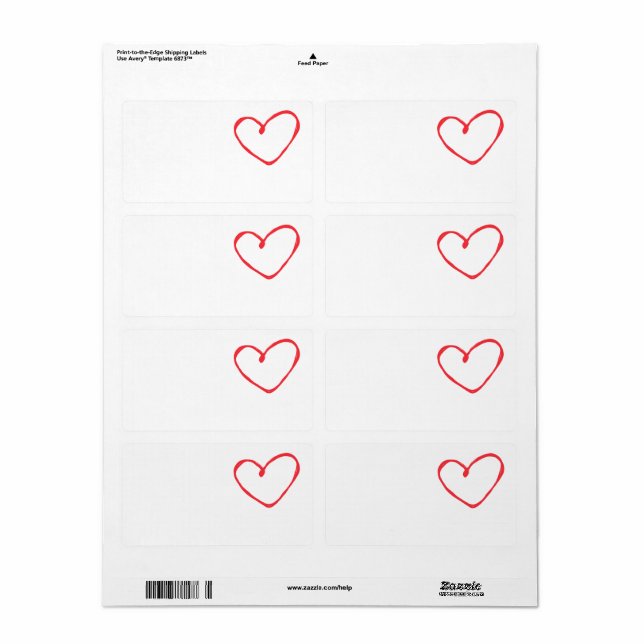 Étiquettes d'expédition Love Heart (Feuille entière)