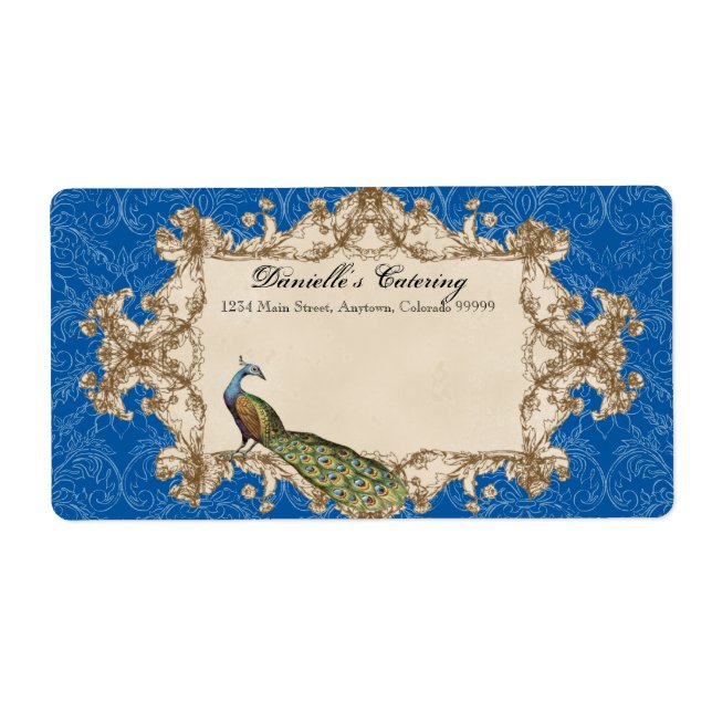 Étiquettes d'expédition - Peacock Vintage bleu & E (Devant)