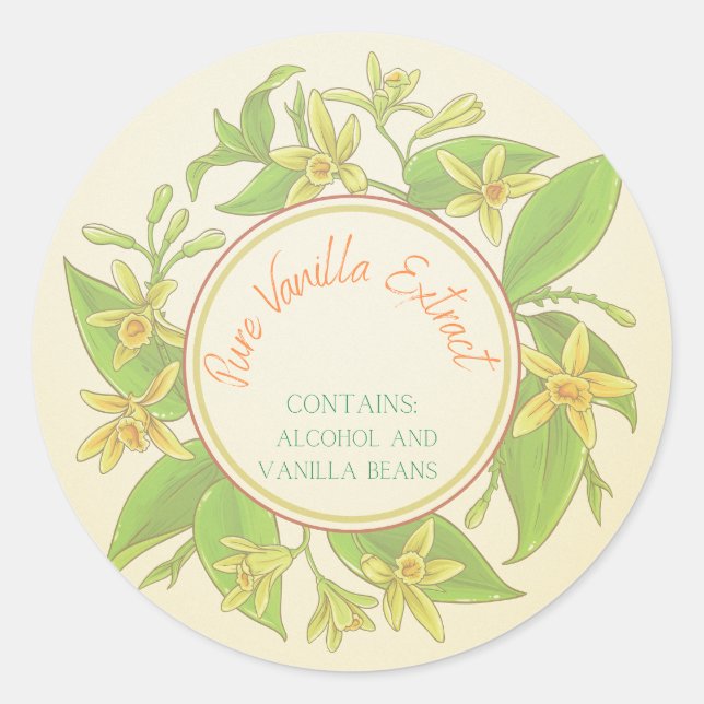 Étiquettes d'extraction de vanille pure (Devant)