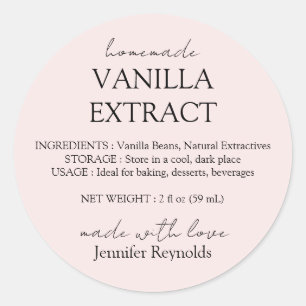 Étiquettes d'extrait de vanille rose avec instruct