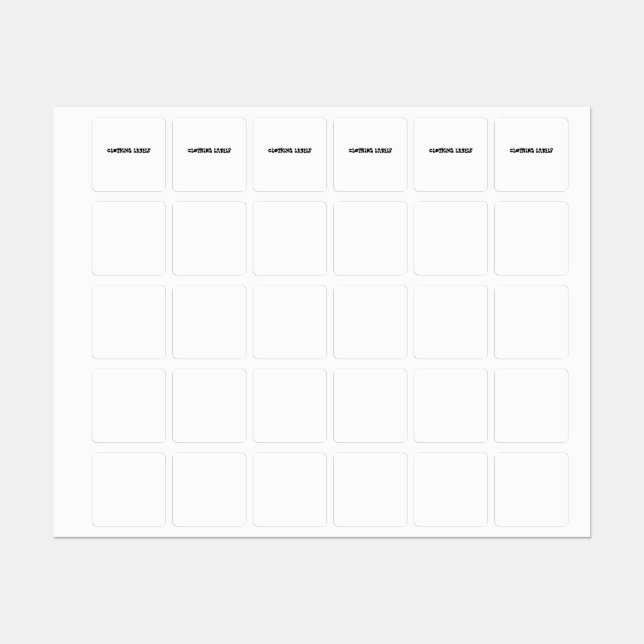 ÉTIQUETTES D'HABILLEMENT (Feuille)