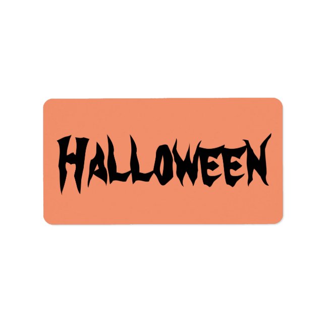 Étiquettes d'Halloween avec texte noir sur orange (Devant)