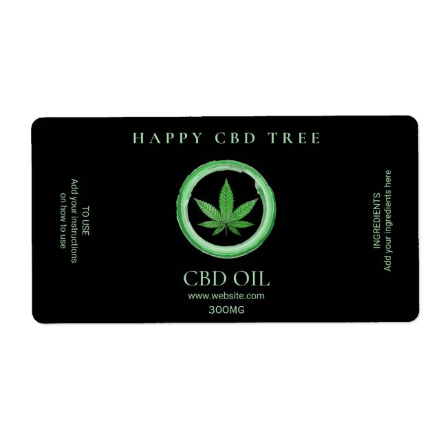 Étiquettes d'huile CBD noir (Devant)