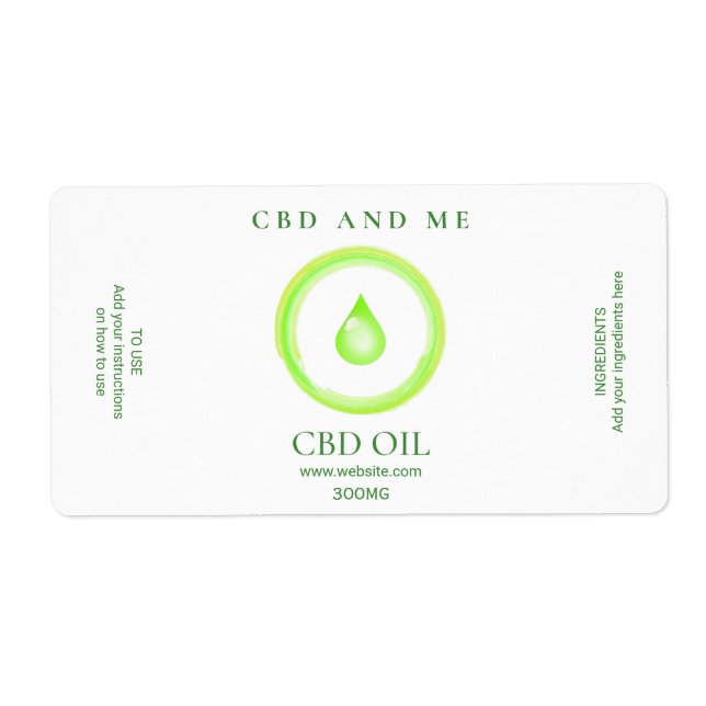 Étiquettes d'huile CBD verte (Devant)