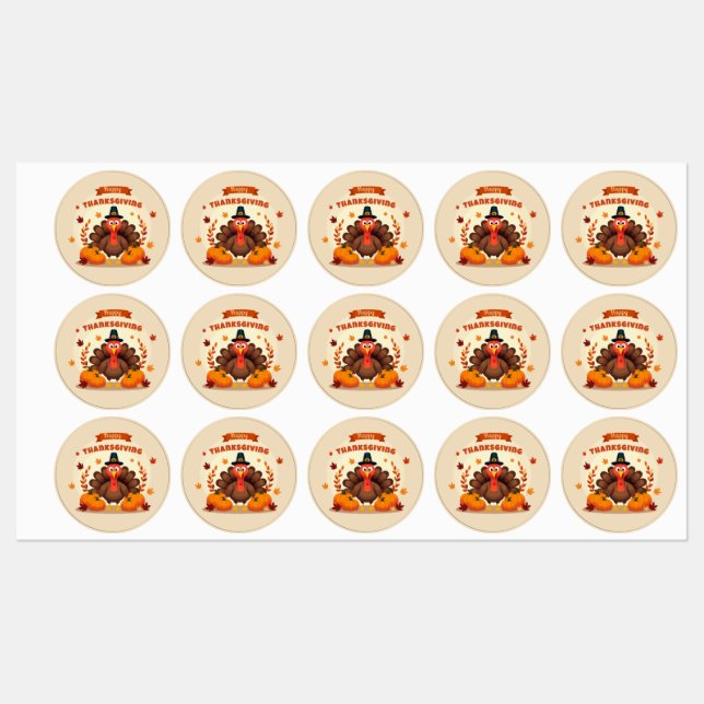 Étiquettes Dinde de Thanksgiving géante (Feuille)