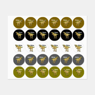Étiquettes Dinosaur T-REX Brun et Vert Enfant Personnalisé