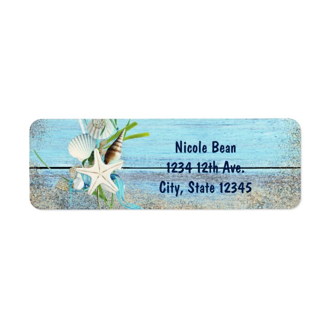 Étiquettes d'invitation de mariage tropical Blue W (Devant)