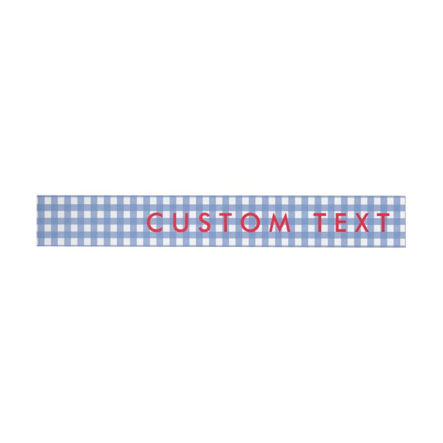 Étiquettes d'invitation enveloppantes Gingham bleu (Individual)