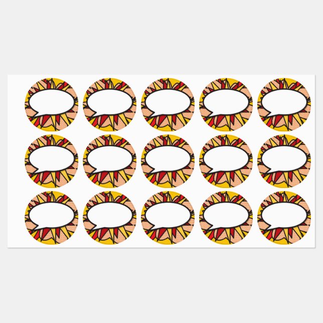 Étiquettes Discours Bubble Amusant Rétro Comédie Livre Pop Ar (Feuille)