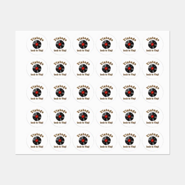 Étiquettes Disque rétro, vinyle, vintage, oldie (Feuille)