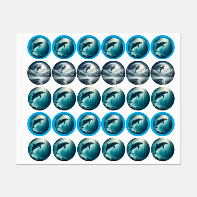 Étiquettes Dive Deep Live Dolphin gratuit (Feuille)