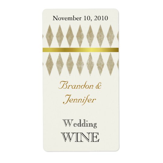 Étiquettes d'or de vin de mariage de diamants de B