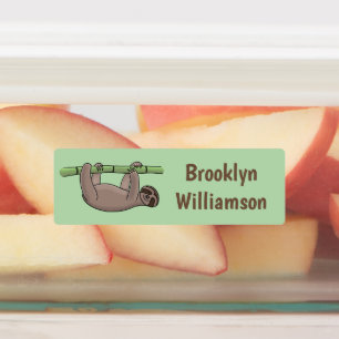 Étiquettes Doux paresse souriante sur dessin animé en bambou