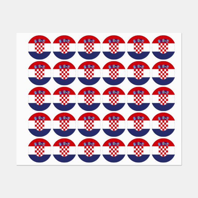 Étiquettes Drapeau de Croatie (Feuille)