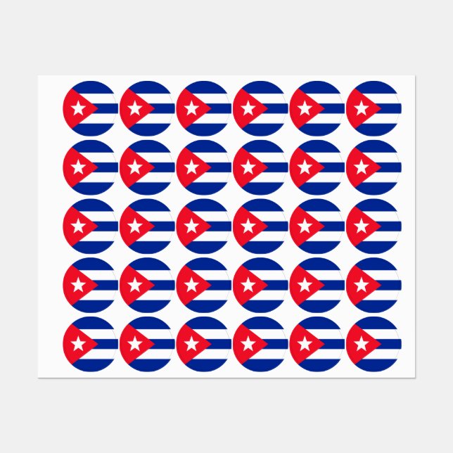 Étiquettes Drapeau de Cuba (Feuille)
