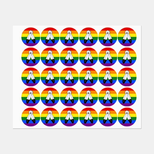 Étiquettes Drapeau de fierté bispirituel de SlipperyJoe's sym (Feuille)